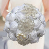 Artificial Wedding Bouquets Hand Made Flower Rhinestone Bridesmaid Crystal Bridal Wedding Bouquet - 18cm White Wine Red
