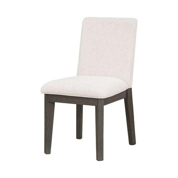 TOPMAX 6-Piece Dining Table Set with Upholstered Dining Chairs and Bench Farmhouse Style Tapered Legs Dark Gray+Beige