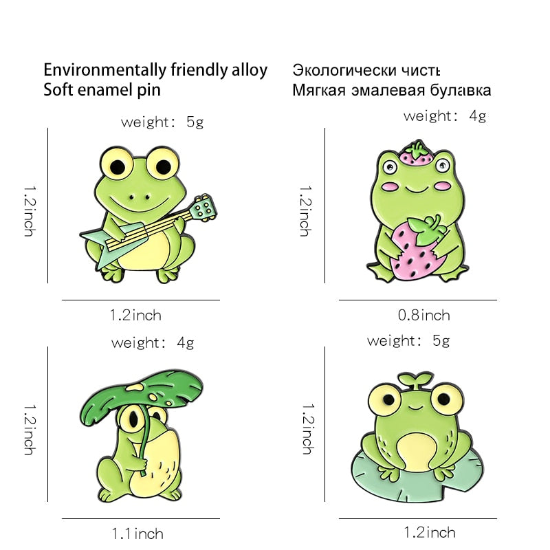 Quack Quack Enamel Pin Custom Frog Lotus Leaf Brooches Bag Lapel Pin Cartoon Animal Badge Jewelry Gift for Kids Friends