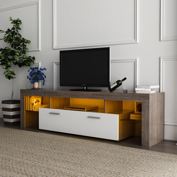 20 minutes quick assembly brown simple modern TV stand with the toughened glass shelf Floor cabinet Floor TV wall cabinet
