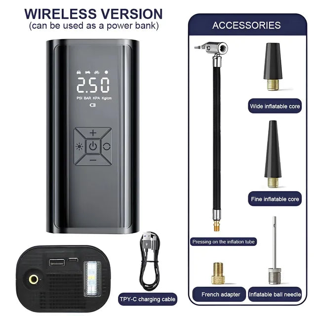 6000mAh Portable Car Air Compressor 12V 150PSI Electric Cordless Tire Inflator Pump for Motorcycle Bicycle Boat AUTO Tyre Balls