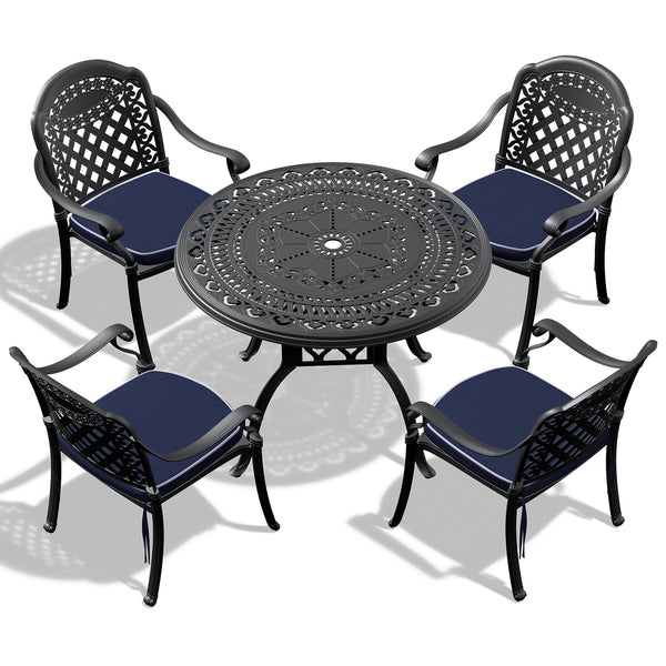 (Cushions In Random Colors)5-Piece Set Of Cast Aluminum Patio Furniture With Cushions - Gifts for You 'n Me