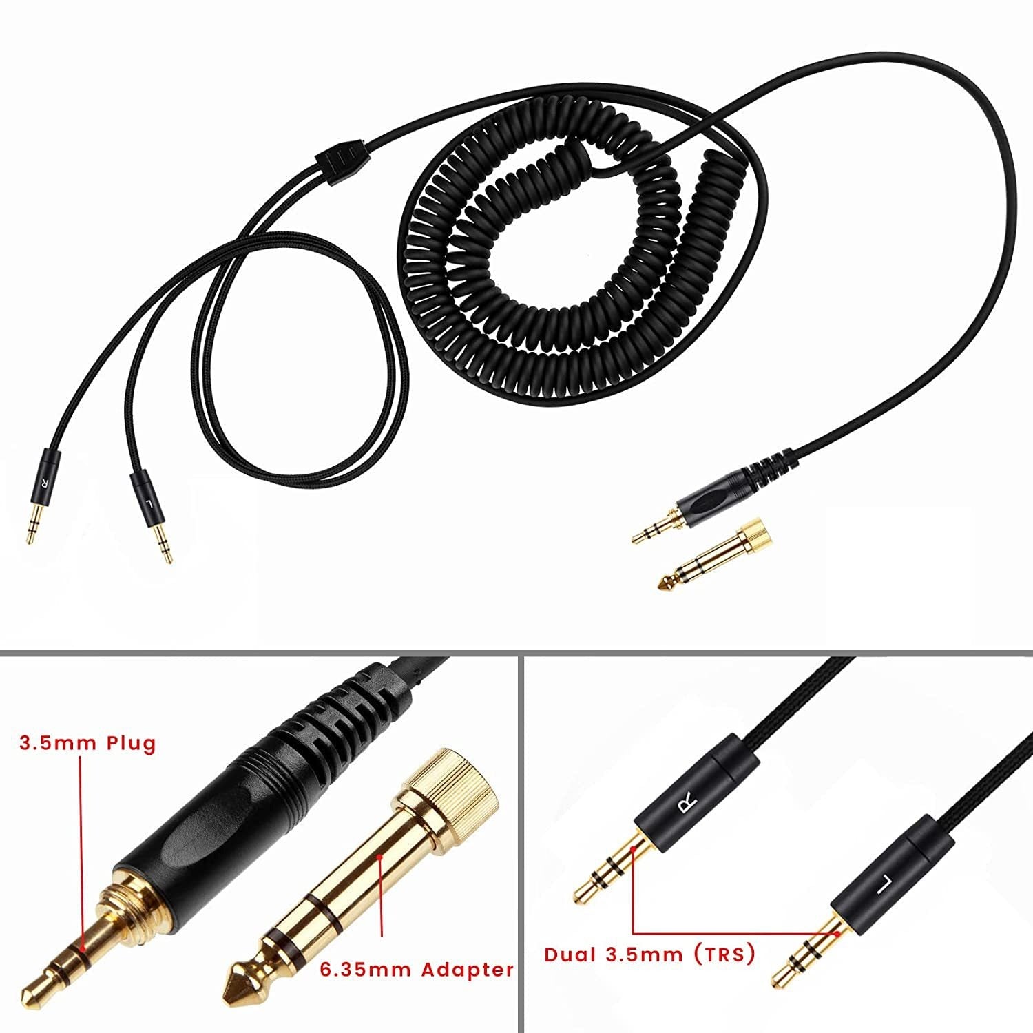 Suitable for Tianlong AH-D7100 7200 D600 D9200 5200 dual 3.5mm headphone spring cables