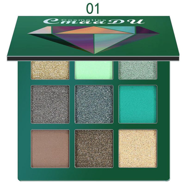 CmaaDu 9 Colors Eye Shadow Diamond Shine Eyeshadow Palette Shiny Highlight Eyeshadow
