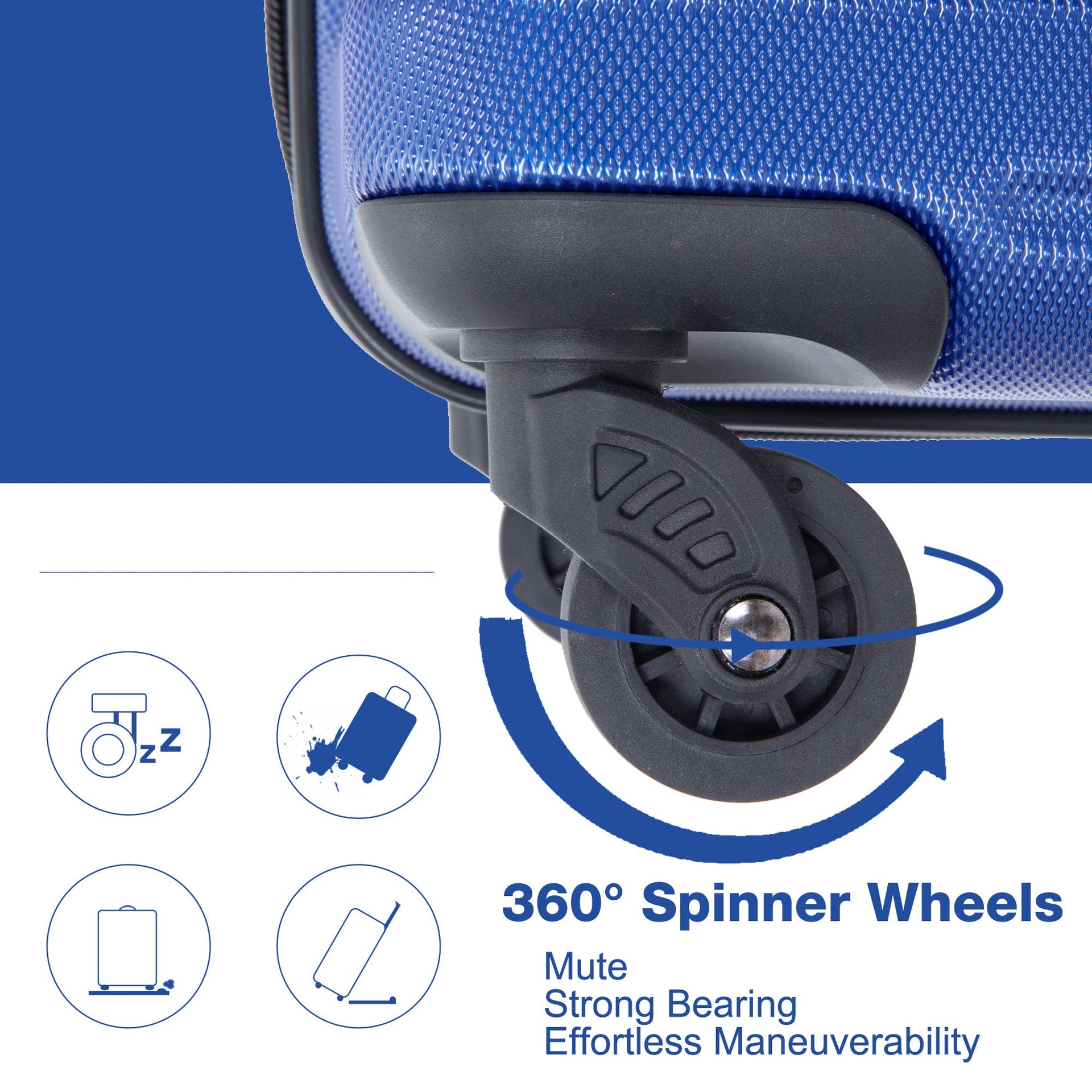 3 Piece Luggage Sets PC Lightweight & Durable Expandable Suitcase with Two Hooks, Spinner Wheels, TSA Lock, (21/25/29) Dark Blue