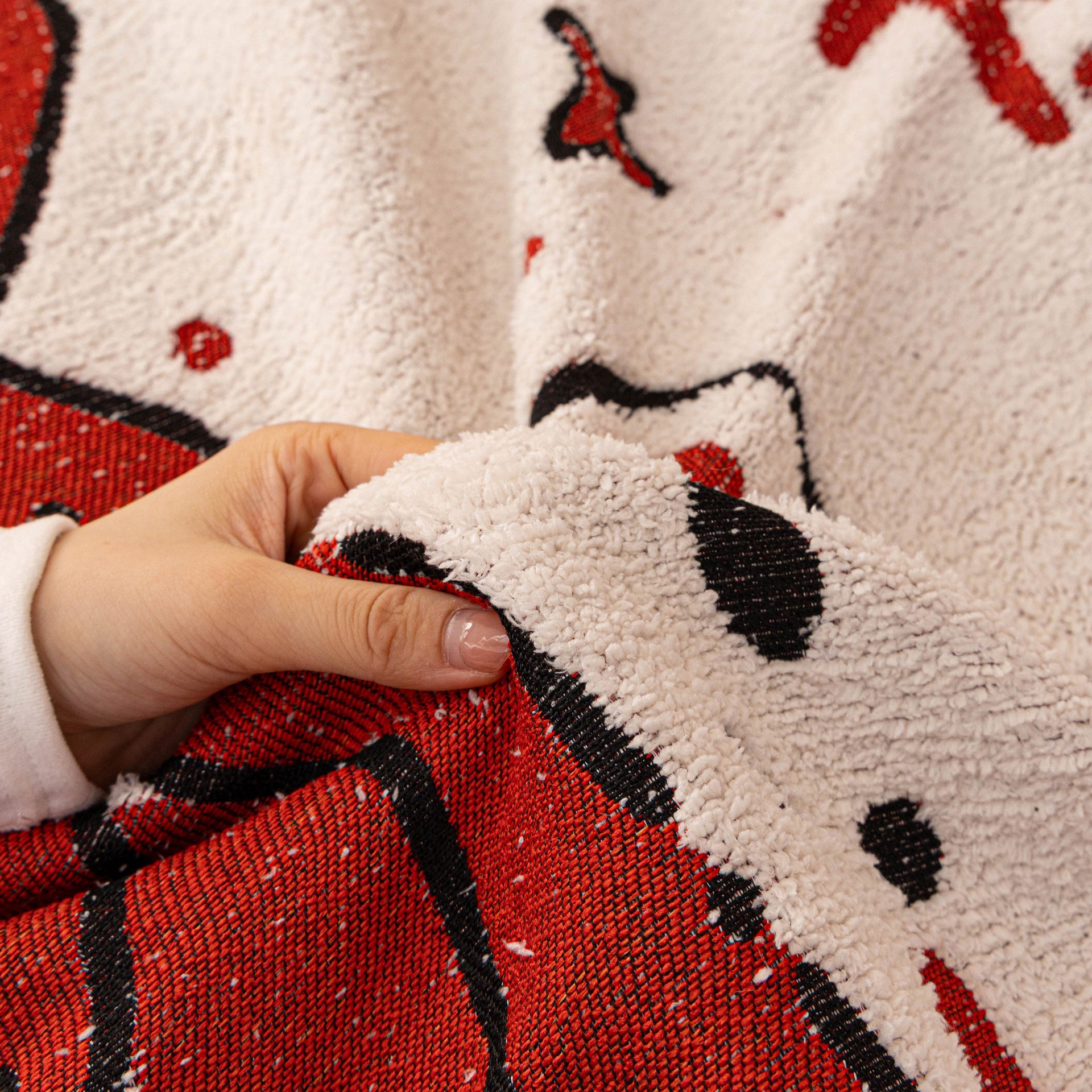 Chinese New Year Sofa Throw Cover Blanket, Decor Festive Red Fu Pattern Couch Cover