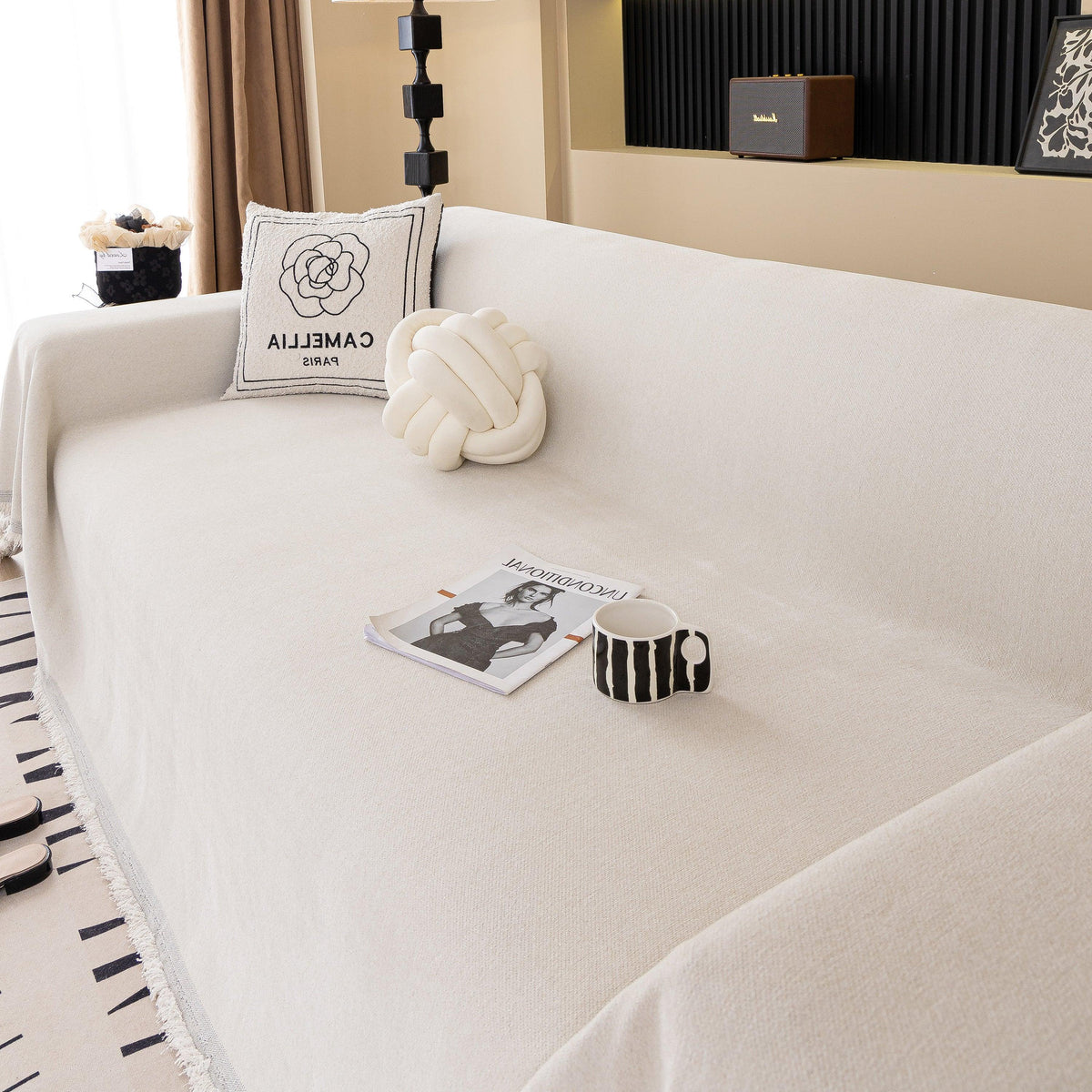 Solid Color Chenille Sofa Cover Blanket Furniture Covers for Sofas and Loveseats