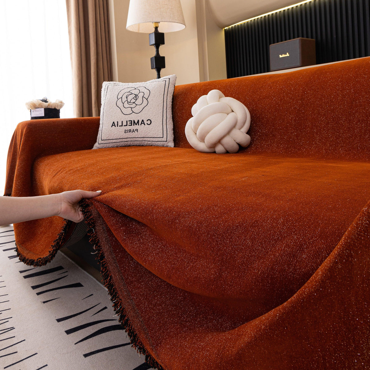 Solid Color Chenille Sofa Cover Blanket Furniture Covers for Sofas and Loveseats