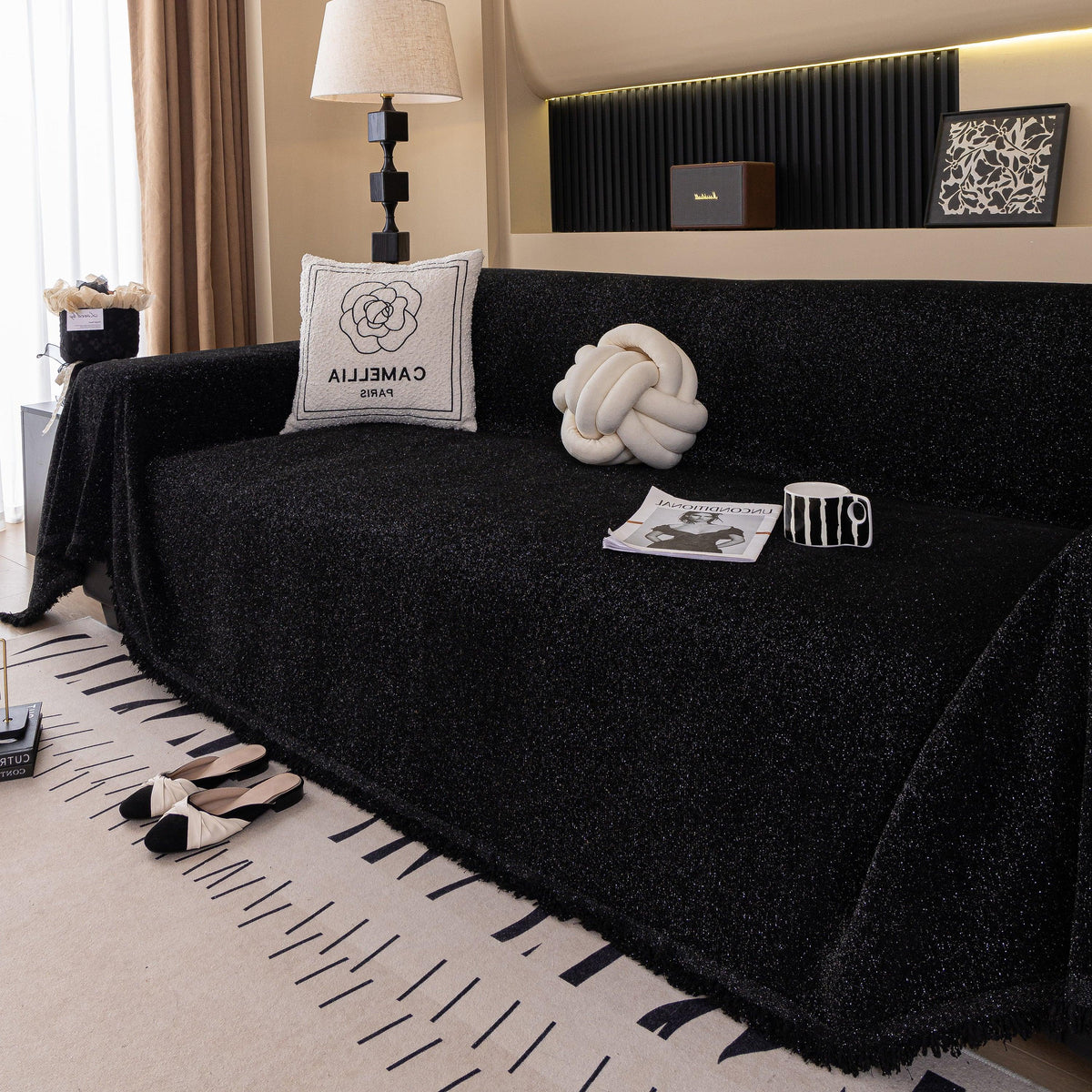 Solid Color Chenille Sofa Cover Blanket Furniture Covers for Sofas and Loveseats