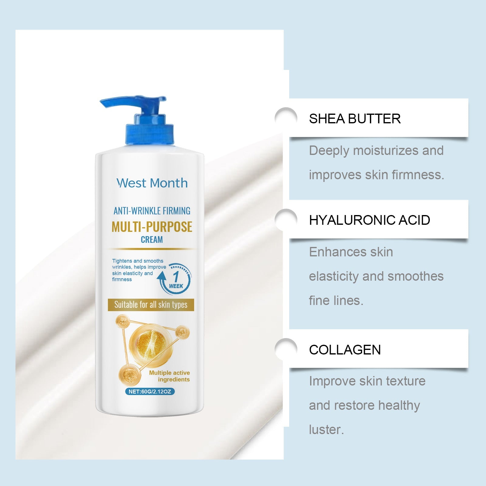 Skin Firming Cream, Soothing Skin Wrinkles Repair Hydrating Moisturizing Firming Body Cream