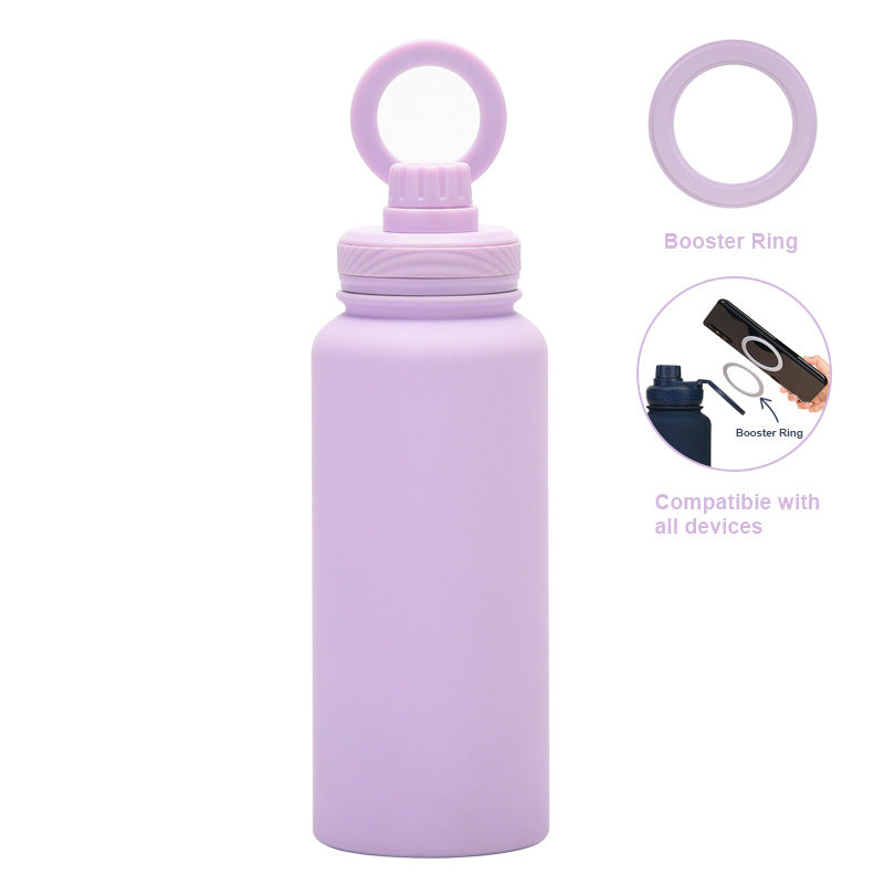 Magnetic Phone Holder Outdoor Large Capacity 1L Wide-Mouth Insulated Stainless Steel Sports Water Bottle
