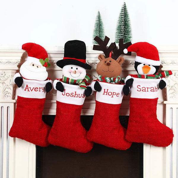 Christmas Decorations Single Head Hug Christmas Socks Gift Bag Candy Bag Christmas Eve Bedhead Pendant