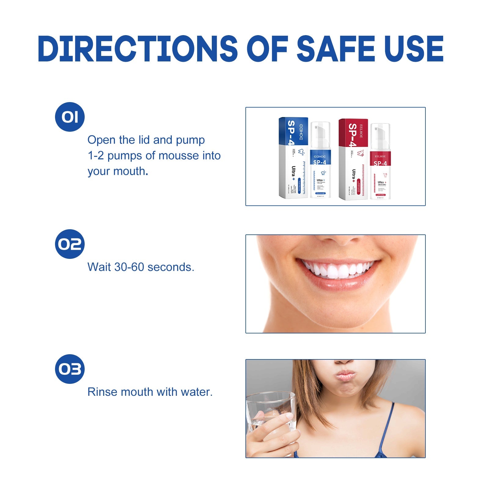 Probiotic Bright White Teeth Mousse, Deep Cleaning Stains And Tartar White Teeth Fresh Breath Gum Care