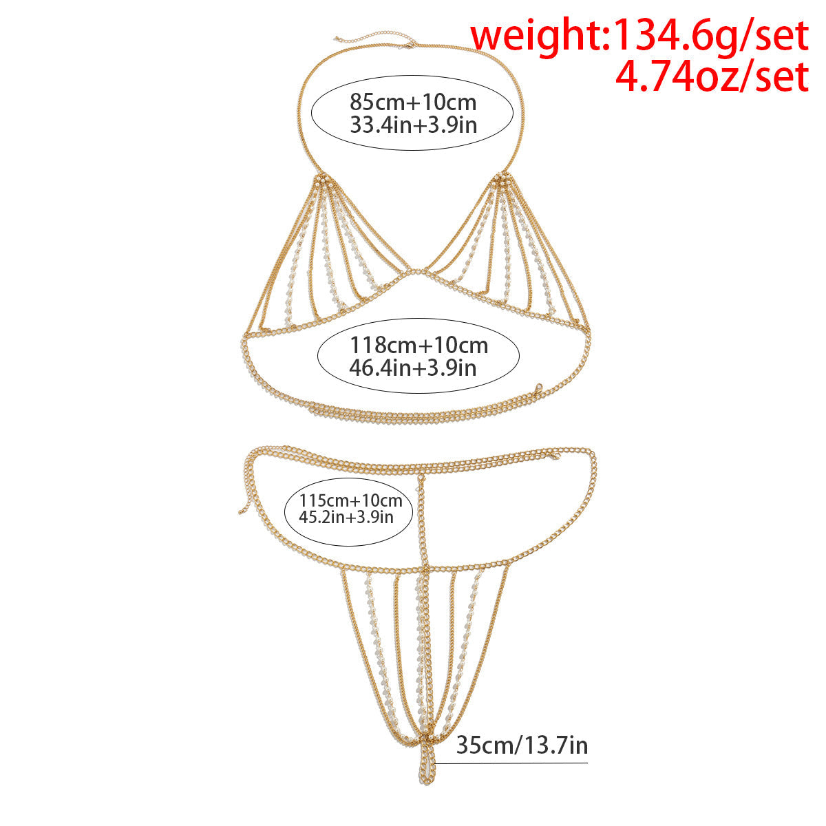 Exaggerated pearl chain bikini bra body chain sexy and fashionable body chain