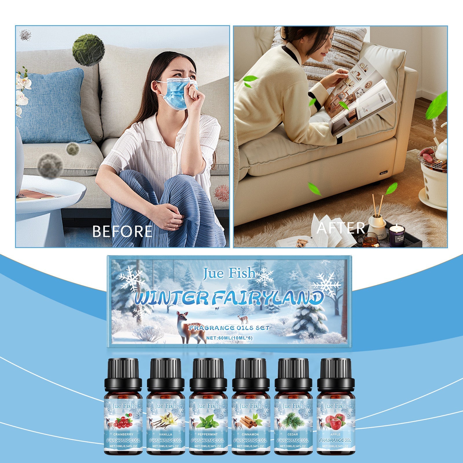 Winter Aromatherapy Oil Set, Humidifier Fragrance Essential Oil Freshens The Air And Keeps The Room Warm In Winter
