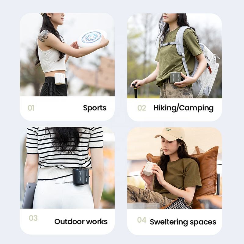 4500mah Portable Usb Mini Hanging Waist Fan Small Electric Personal Belt Clip Fan For Sport Personal Handheld Cooling Fan