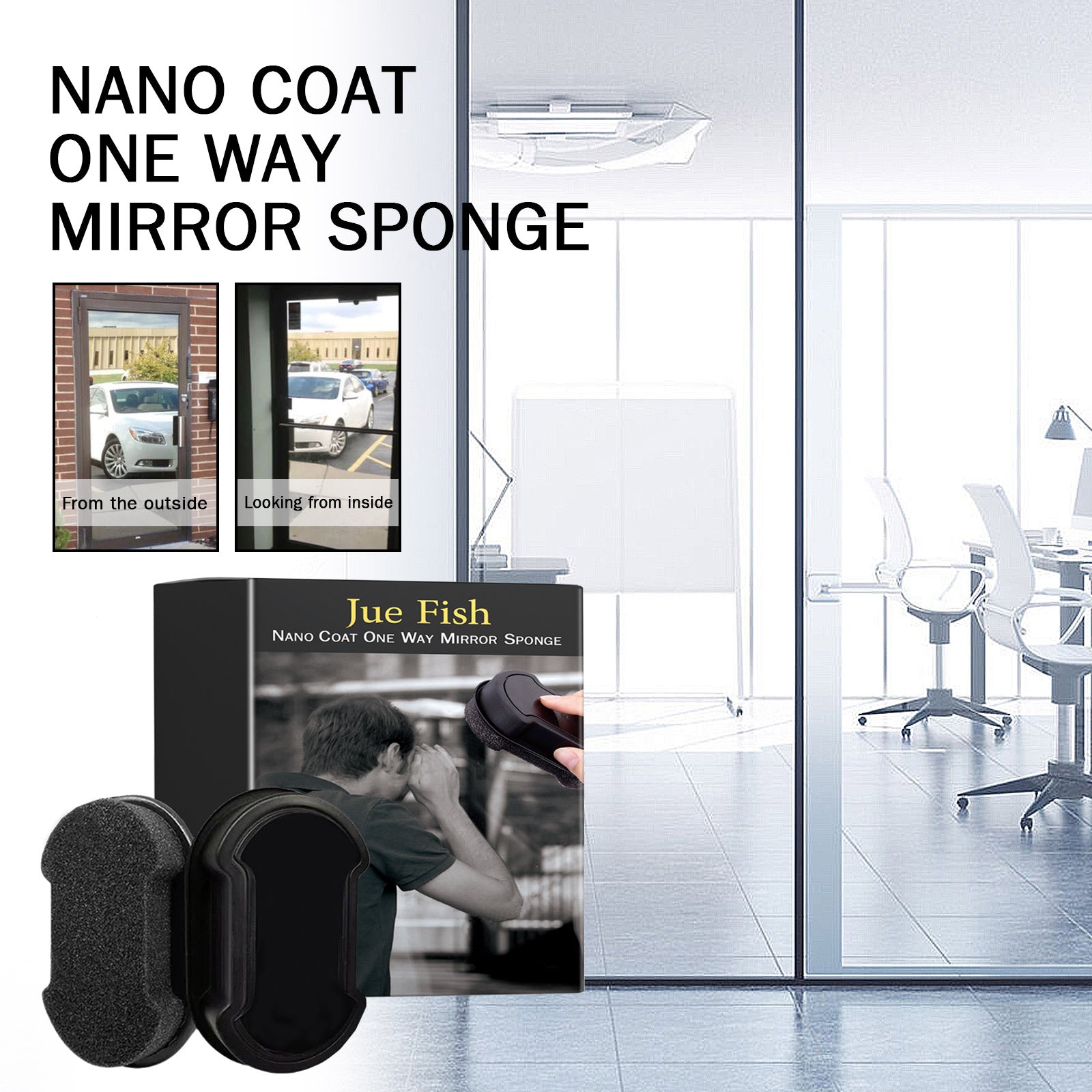 Nano Coat One Way Mirror Sponge, Car Windshield Bathroom Office Floor-To-Ceiling Window Glass Nanosponge Wipe