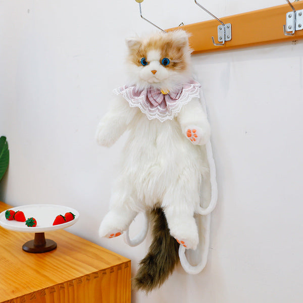 Unique Calico Cat Backpack, Doubles as a Plush Toy and Functional Bag