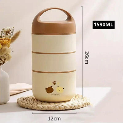 1240ML/1590ML Large Capacity Stainless Steel 304 Lunch Box Leak-Proof Multi layer Thermal Bento Box Adult Student Food Container