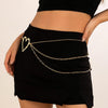 Sweet Cool Ins Exaggerated Big Love Waist Chain Female Personality Metal Thin Chain Body Chain - Gold  1619