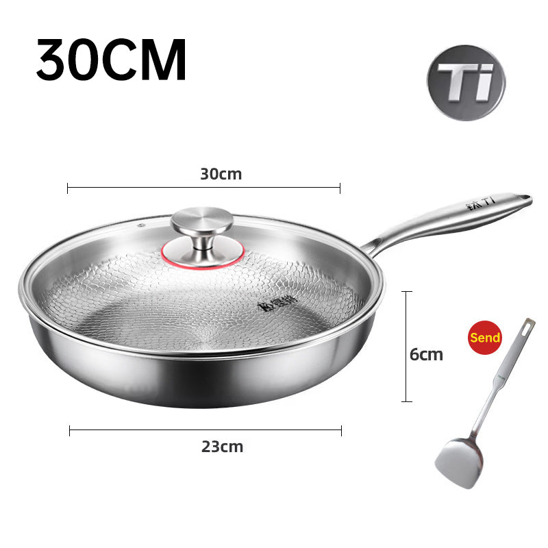 German uncoated pure titanium frying pan with fish - scale hammer pattern. Non - stick, ideal for household steak frying, a piec