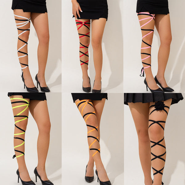 Sexy Leg Chain Elastic Strap Leg Loop Dark Wind Geometric Circle Thigh Chain