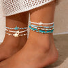 Conch Rice Bead Anklet Multi Layer Beach Foot Accessories Hot Selling Ocean Star Resort Foot Chain Set
