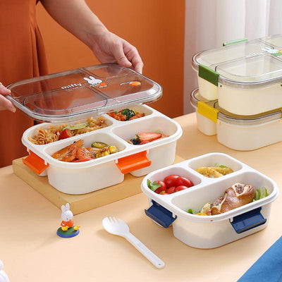 Fashion cartoon cute four-grid microwaveable lunch box bento box lunch box