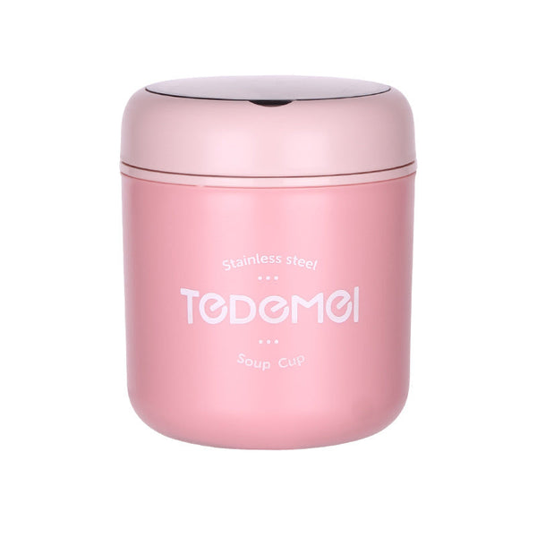 Japanese style simple sealed 304 stainless steel insulated breakfast cup with lid and spoon