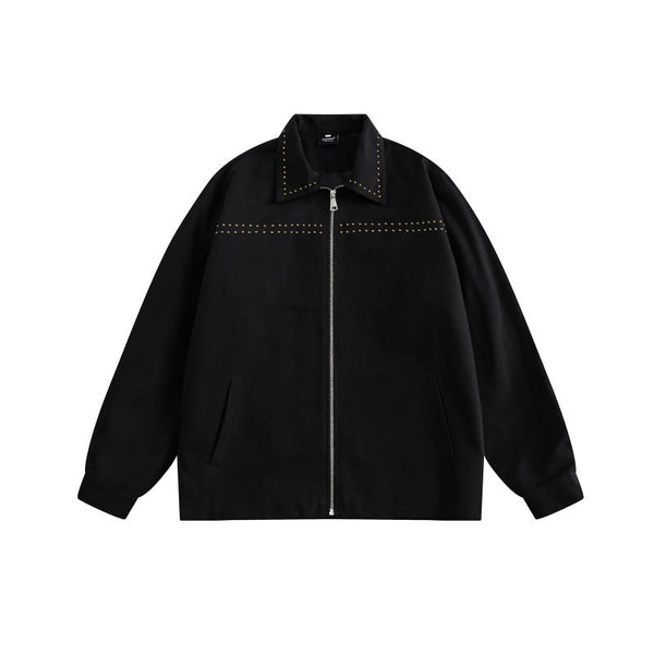Jacket rivet lapel zipper jacket for men