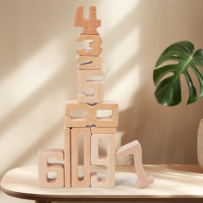 Children's Montessori early education teaching aids, large particle beech wood digital building blocks, kindergarten enlightenment assembly, stacking and height toys