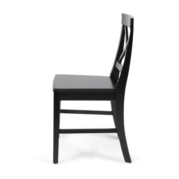 Roshan Farmhouse Acacia Wood Dining Chairs, Black (Set of 2)
