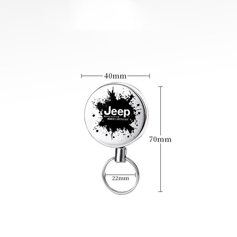 Outdoor equipment high elasticity telescopic steel wire rope keychain anti loss and anti-theft telescopic keychain