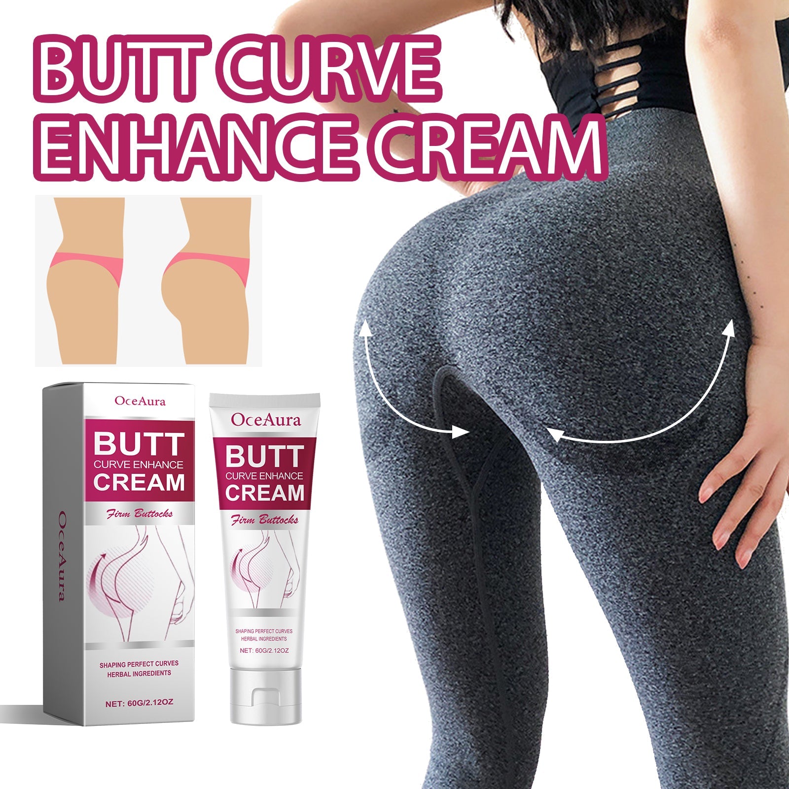 Butt Curve Enhance Cream, Hip Massage Firming Skin Slimming Show Figure Curve Ass Beautiful Buttock Cream