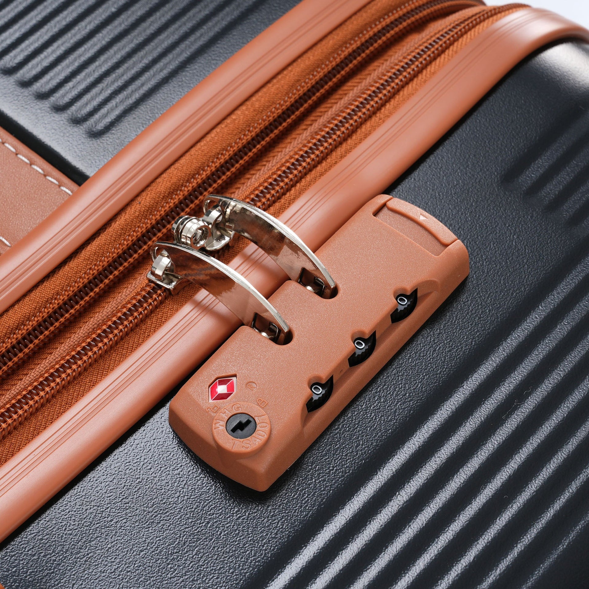 Hardshell Luggage Sets 3 Piece double spinner 8 wheels Suitcase with TSA Lock Lightweight 20''24''28'' Black + ABS