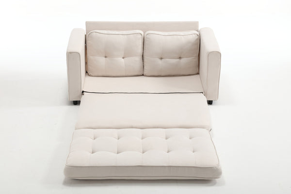 3 Fold Sofa Convertible Futon Couch sleeper sofabed Space saving loveseat Dark Gray & Light Gray & Beige