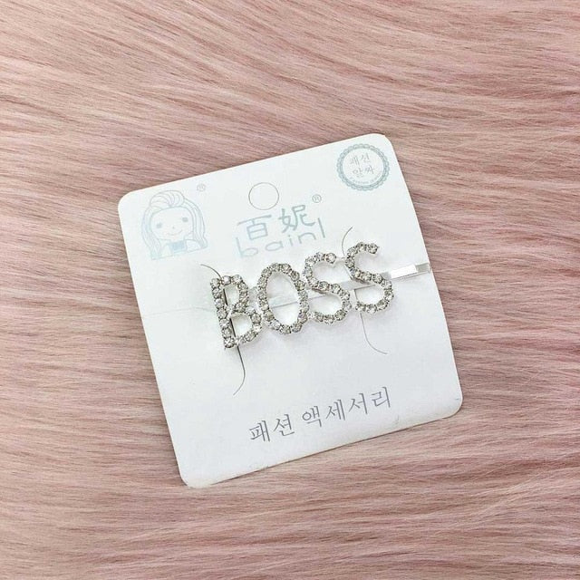 1PC Bling Letter Hairpins Headwear for Women Girls Hair Clips Pins Barrette Tools Hair Accessories