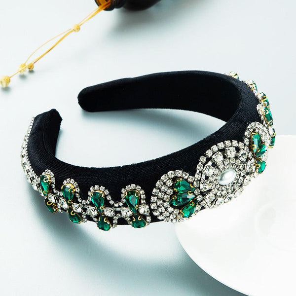 Hair Hoop Heavy Craft Retro Palace Feng Shui Drill Sponge Head Hoop Wide Side Baroque High Skull Top Hair Accessories
