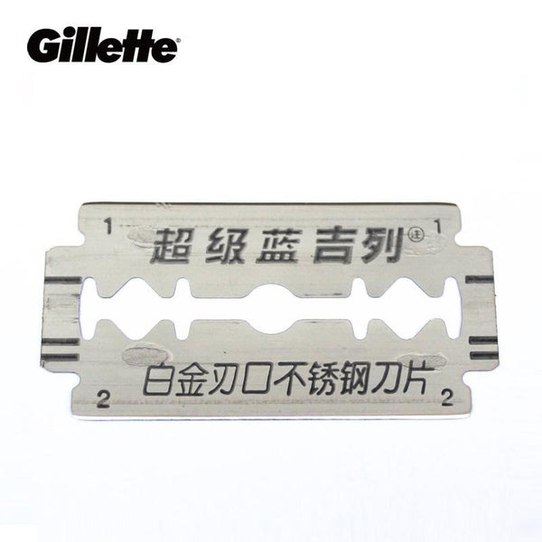 Gillette Super Blue Shaving Razor Blades For Men Stainless Steel double edge Shaver Blades (5 blades x 2 boxes)