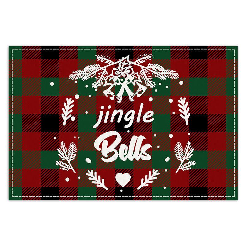 Christmas Tree Elk Printed Meal Mat Christmas Striped Checkered Table Mat White Hemp Western Food Mat
