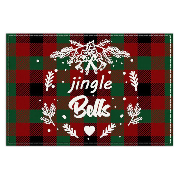 Christmas Tree Elk Printed Meal Mat Christmas Striped Checkered Table Mat White Hemp Western Food Mat
