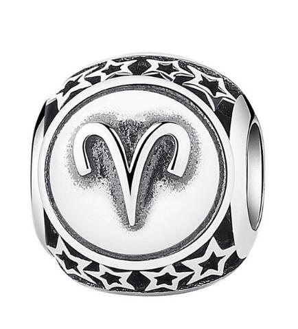BAMOER 925 Sterling Silver Aquarius Star Sign Zodiac Beads Charms fit Bracelets PSC048