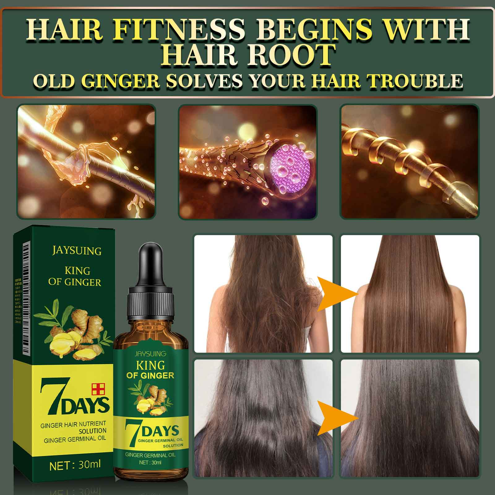 Ginger Hair Care Essential Oil Refreshing And Nourishing Scalp Follicles And Strengthening Hair Nutrition Solution