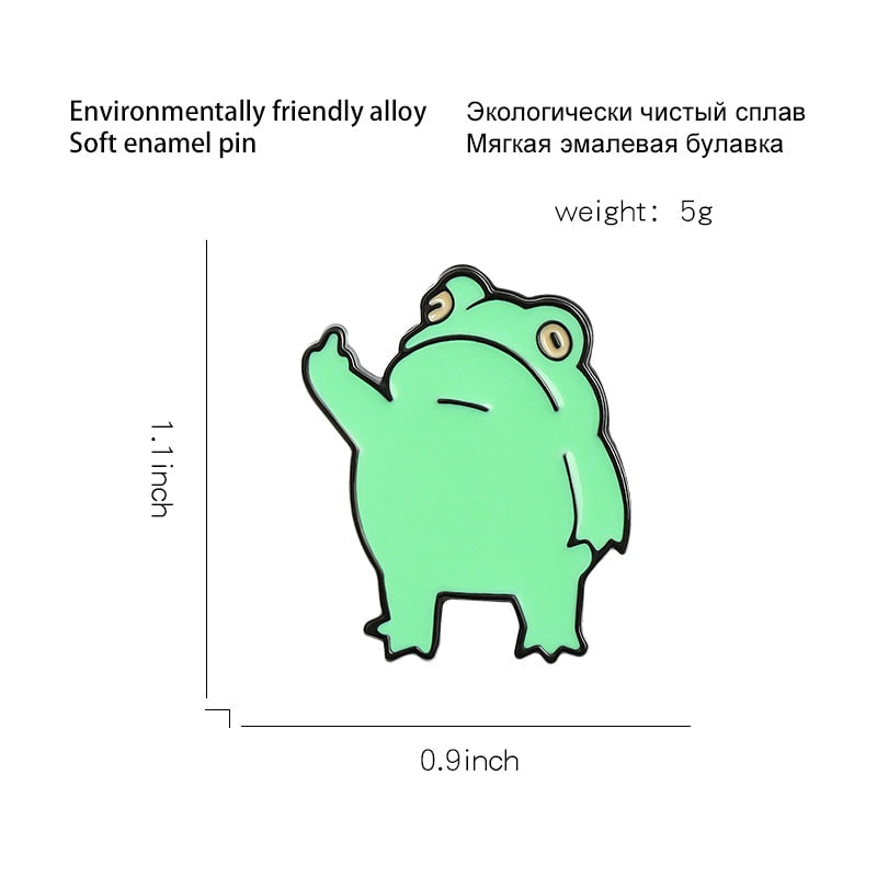 Funny Frog Enamel Pin Custom Cool Animal Brooches Bag Lapel Pin Cartoon Froggy Badge Jewelry Gift for Friends