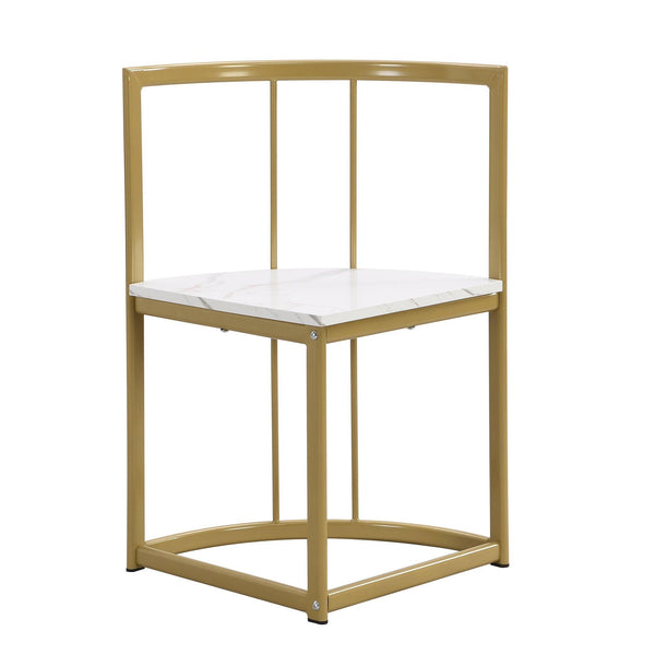 TOPMAX Modern 7-Piece Dining Table Set with Faux Marble Compact 55Inch Kitchen Table Set for 6  Golden+White