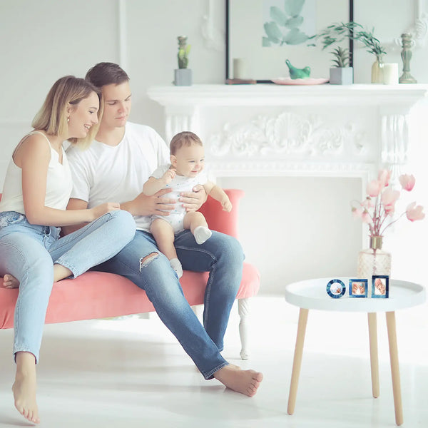 Baby Picture Frames Classic Bone Inlay in Blue, Set of 3