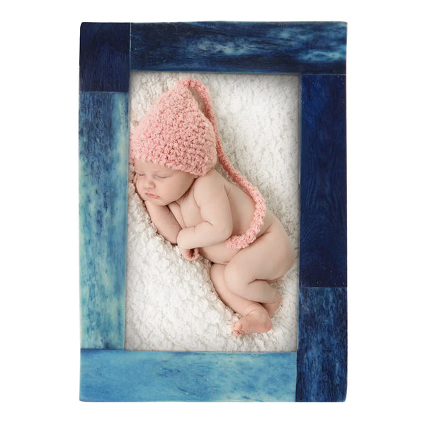 Baby Picture Frames Classic Bone Inlay in Blue, Set of 3