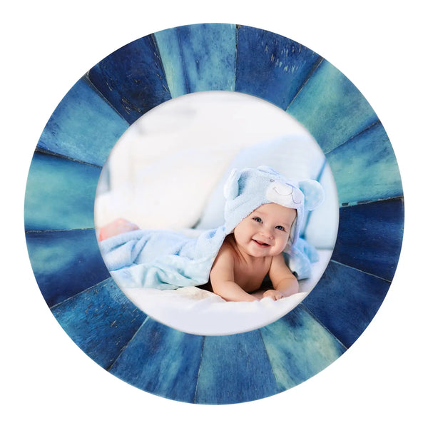 Baby Picture Frames Classic Bone Inlay in Blue, Set of 3