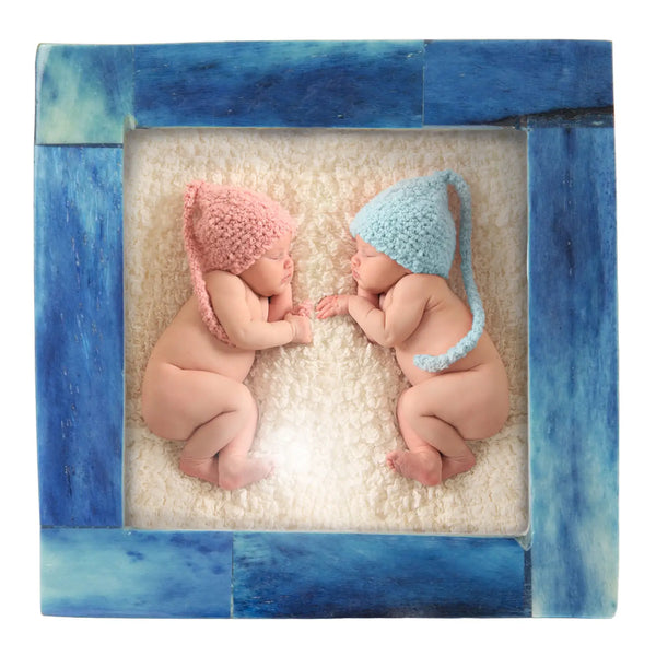 Baby Picture Frames Classic Bone Inlay in Blue, Set of 3
