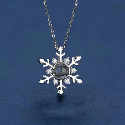100 Languages I Love You Projection Snowflake Pendant Necklace Valentine's Day Girlfriend Gift